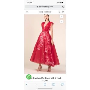 Saiid Kobeisy red high low strapless dress.